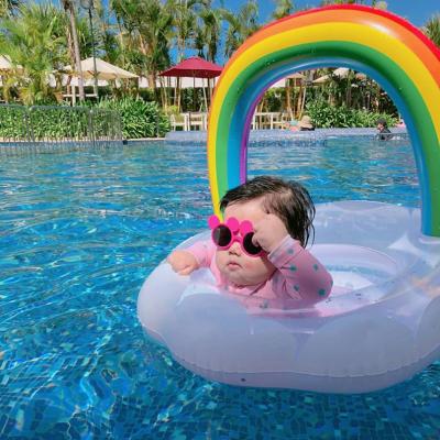 China The baby rainbow of the swimming pool etc. Swimming Ring Inflatable Infant Floating Bed Baby Lay Rings For Kids Summer Beach Party Pool Toys for sale