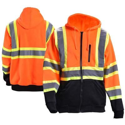 China Custom Hooded Windproof LED Hoodie Stripe Firemen Logo Full Zip Up LED Hoodie Hi-Force Reflective Fleece Safety Long Sleeve Jacket INSTANT Windproof for sale