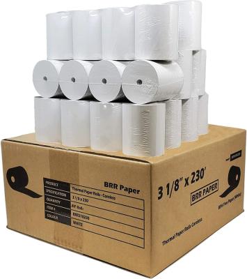 China Rolls 45g 48g Soft Surface Small Black Image Of Thermal Paper With 57*80 Mm Plain And Printing POS ATM Paper for sale