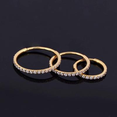 China 2022 Romantic Custom 14KT CZ Solid Gold Nose Ring Set 8MM Open Circle Nose Ring Ear Cartilage Piercing Tragus Ring for sale