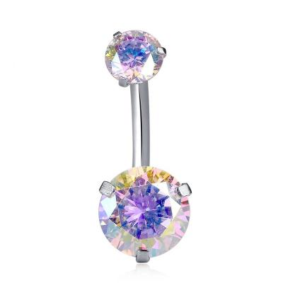 China CLASSIC Multi-direction Set Round Iridescence Cubic Zircon Belly Stud Shinning Piercing Jewelry for sale