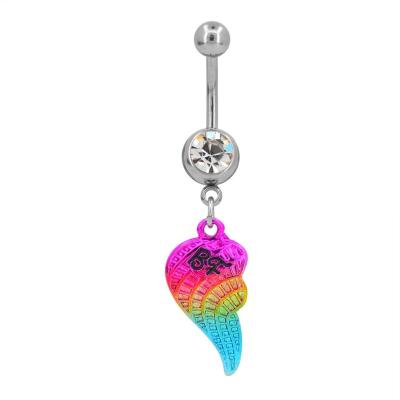 China Toposh Rainbow Wing Dangle Belly Button Rings Punk Jewelry for sale