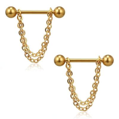 China CLASSIC Double Chain Nipple Ring 316L Stainless Steel Nipple Body Piercing Sexy Jewelry for sale