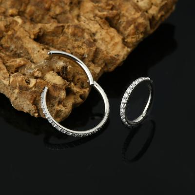 China 316L G23 Clear CZ CLASSIC Surgical Steel Titanium Hinged Septum Cartilage Earring Daith Piercing Jewelry for sale