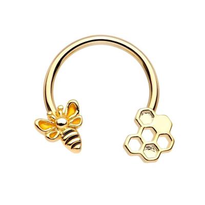 China Toposh 16G Gold CLASSIC Circular Bee Piercing Body Jewelry for sale