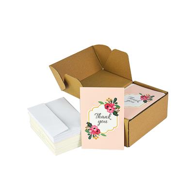 China Europe Custom Thank You Card Pack 4x6 Inch Classic Floral Flower Thank You Note for sale