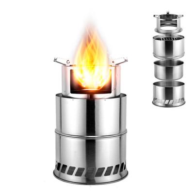 China Outdoor Camping Hiking Portable Folding Portable Camping Moving Stove Outdoor Titanium Wood Stove Camping Stove for sale