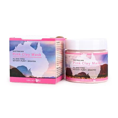 China Moisturizer NO LOGO 120g Private Label Brightening Rose Clay Face Mask Organic Facial Australian Pink Clay Mask for sale