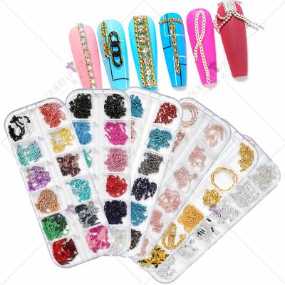 China Hot Selling Eco-friendly Material Japanese Macaron Nail Chain Manicure Metal Chain DIY Nail Art Decorative Accessories for sale