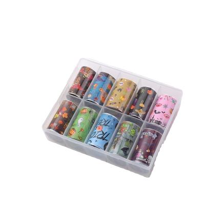 China Eco-friendly Material Wholesales 10pcs/set Nail Transfer Foils Paper Nail Art Foil Polish Sticker Roll Set for sale