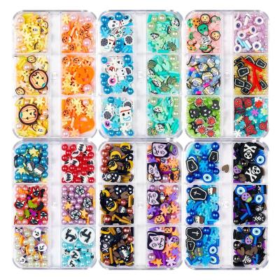 China Amazon 12 Grids Halloween Design Nail Glitter DIY Material Eco-friendly Hot Selling Mixed Decoration Nails Art Decoration for sale