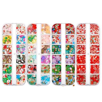 China 2022 Eco-friendly Materials New Arrive Christmas Modeling Assorted Polymer Slices Nail Art Sticker DIY Nail Decoration for sale