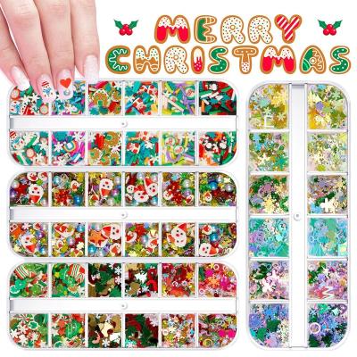 China 2022 Christmas Holographic Nail Art Decoration Eco-friendly Material 3D Laser Snowflake Glitter Glitter Decorations for sale