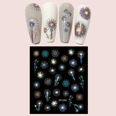 China Festival Holiday Finger Decoration New Arrival Nail Decals Planet Nail Design Fireworks Nail Sticker For Women for sale