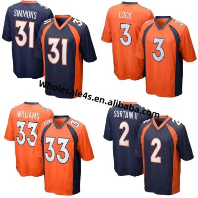 China Wholesale Mens Antibacterial Denver Bronco American Football Jersey Stitched 33 Javonte Williams 31 Justin Simmons USA Soccer Uniform for sale