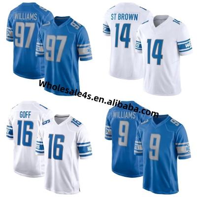 China Stitched Uniform 97 Aidan Hutchinson 16 Jared Goff Antibacterial Detroit Lion Mens USA Soccer American Football Jersey Wholesale for sale