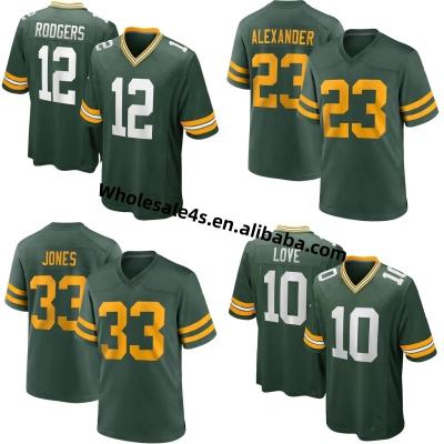 China Wholesale Antibacterial Men's Jersey American Football Packer Green Bay USA Soccer Stitched Uniform 12 Aaron Rodgers 9 Christian Watson for sale