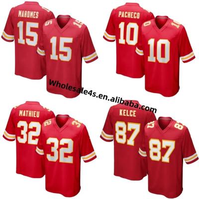 China Wholesale Antibacterial Chief Mens Jersey Kansas City USA Football Stitched Uniform 15 Patrick Mahomes 87 Travis Kelce for sale