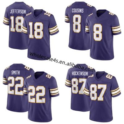 China Stitched Uniform 18 Justin Jefferson 87 T.J. Hockenson Antibacterial Men's USA Soccer Minnesota Viking American Football Jersey Wholesale for sale