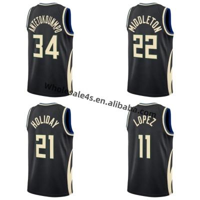 China Wholesale Men's USA Basketball Shirt 34 Giannis Antetokounmpo Stitched QUICK DRY Milwaukee Buck Basketball Jersey Retro for sale