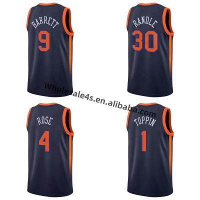 China 9 RJ Barrett 30 Julius Randles USA Basketball Shirt Retro Mens New York Knick Quilted Basketball QUICK DRY Tank Top for sale