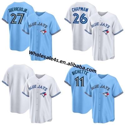 China Toronto Antibacterial Jay Baseball Jersey Ready Blue To Board Mens Embroidery Baseball Wears Custom 27 De Guerrero Jr. 11 BO Bichette Shirts for sale