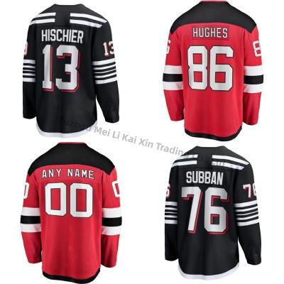 China Shirts & New Jersey Devil Hockey Jersey Tops Ready To Board USA Uniform 86 Jack Hughes 13 Nico Hischier Mens Embroidery Ice Hockey Uniform for sale