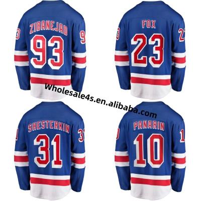 China Shirts & New York Ranger Hockey Jersey Tops Ready To Ship American Embroidery Mens Ice Hockey Uniform 93 Zibanejad 10 Panarin Wholesale for sale