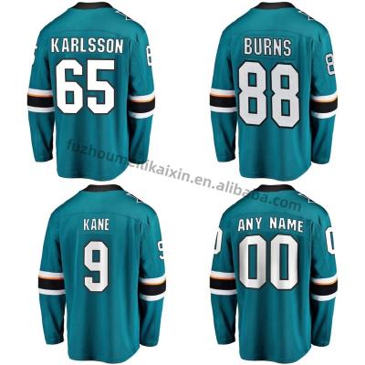 China Shirts & Tops San Jose Shark Hockey Jersey Ready to Ship American 65 Erik Karlsson Wholesale Men's Embroidery Ice Hockey Uniform for sale