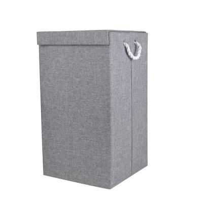 China Home Foldable Gray Cloth Storage Large Laundry Hamper Fabric Storage Box Waterproof Laundry Hamper for sale