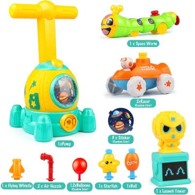 China Hot New Balloon Pump Car Amazon Sale Launcher Tower Launch Platform Balloon Pump Car Toy Set Balloon Car Pneumatic Spacecraft for sale