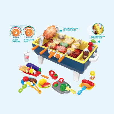 China Pretend Play Toy Pretend Play Kitchen Toys Multifunctional BBQ Grill With Healthy Lighting Effect 65 PCS Enrich Foods Interesting Play Way for sale