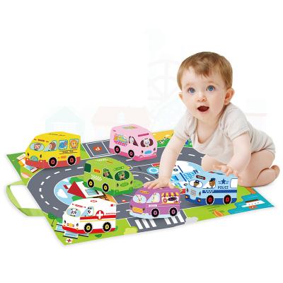 China Toy Baby Soft Vehicle Educational Toys with Playmat, 6 PCS Cloth Vehicles and 1 Playmat for sale