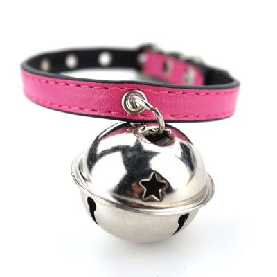 China Quick Release Pet Supplies Big Bell Leather Pet Cat And Dog Voice Collar for sale