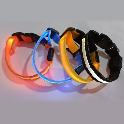 China Viable HOT Multicolor Glow-in-the-Dark Multicolor LED Light Dog Collar Battery Light Dog Collar Pet Collar for sale