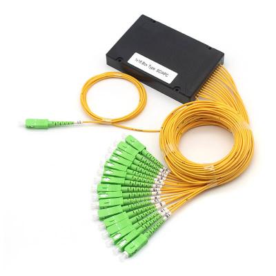 China ABS Box Type PVC LSZH Fiber Optic PLC Splitter With SC APC SC APC Connector for sale