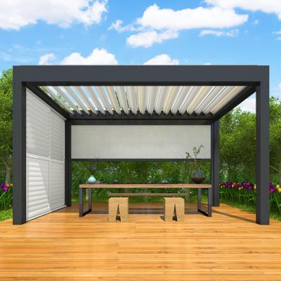 China Customized Louvered Motorized Systems Easily Assembled Patio Gazebo Adjustable Aluminum Metal Pergola for sale