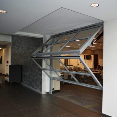 China Folding Screen Restaurant Vertical Lift Up Folding Door And Window Aluminum Vertical Push Fold Up Window for sale