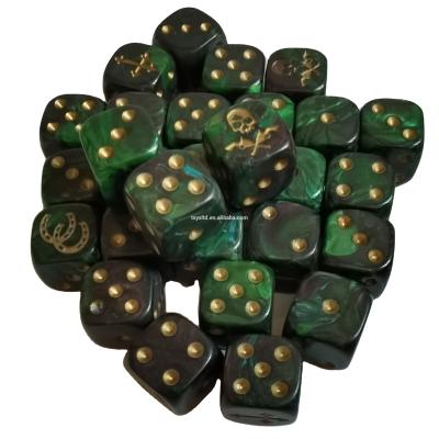 China Factory Customized Acrylic Game Dice Set With Mixed Color 16mm Logo Game d6 Engraved Acrylic Dice Set for sale