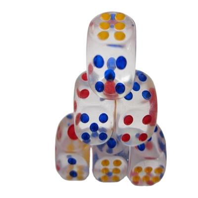 China Acrylic Custom 6 Sided Different Color Transparent Dots Plastic Casino Dies for sale