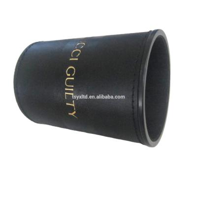 China Materials Bar Entainment Dice Cup Repurposed Custom PU Leather Dice Cup With Lids Leather Luxury Dice Cup for sale