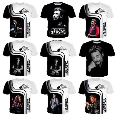 China 3D Digital Printed T-shirt Fashion Unisex Men QUICK DRY Short Sleeve Johnny Hallyday All Over Print T-shirt Hip Hop Tee Tops OEM ODM for sale