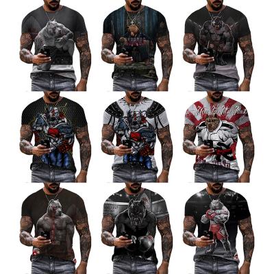 China 2022 QUICK DRY 3D Boxing Dog Printed Shirt For Men Summer Short Sleeve Funny Animals Digital Over Print Tops OEM ODM Plus Size T-shirts for sale