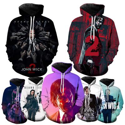 China Windproof 3D Printed Hoodies For Men High Quality John Wick Fashion Casual Hip Movie Pullover Oversized Hop 3D Printed Mens Hoodies for sale