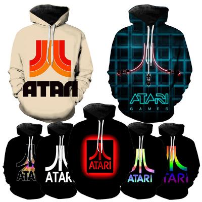 China 2021 Windproof High Quality Oversized Pullover 3D Printed Hoodies For Men ATARI Funny Fashion Cool Casual 3D Printed Mens Hoodies for sale