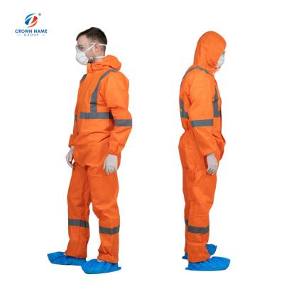 China Hoods or Collar+ Long Sleeves with Boots or Without or Customized Safety Isolation Coverall Microporous Reflective Disposable Medical Gown for sale