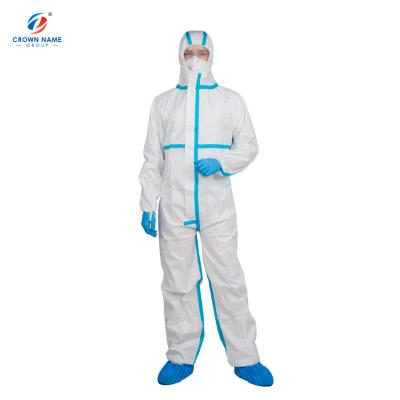 China Hoods or Collar+ Long Sleeves With Boots or Without or Customized Crownname Safe Coverall Suit Popular Disposable Coverall Hospital for sale