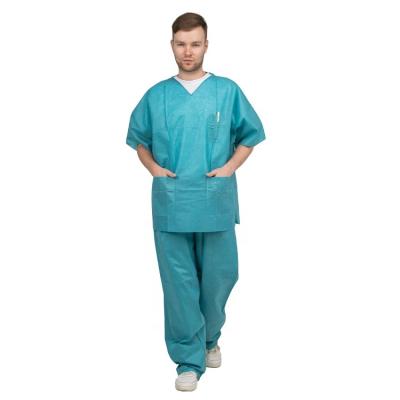 China Anti-Static Scrub Doctor Costumes Nurse Disposable V-neck Scrub Suit for sale