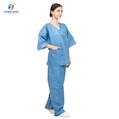 China Fashionable Disposable PP Solid Woven Fabric Non Scrub Suits V-Neck Scrub Suit for sale