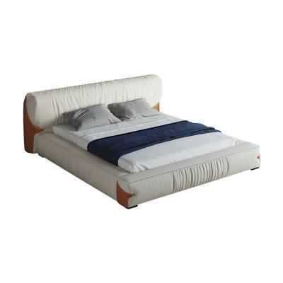 China High Quality Convertible Furniture Manufacturer Latest Genuine Leather Bed Designs King Size Bed With High Back for sale